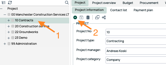 Project information tab showing project details