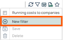 Filter menu with New Filter option highlighted