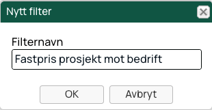 Nytt filter — skriv inn filternavn