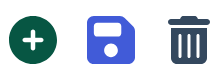 Toolbar icons: add, save, delete
