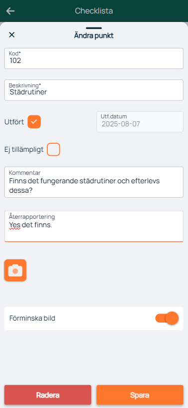 Checklist — Edit checklist item dialog