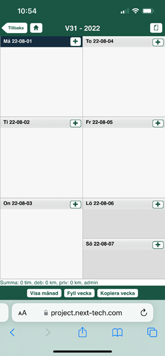 Ukevisning timeregistrering uke 31 2022