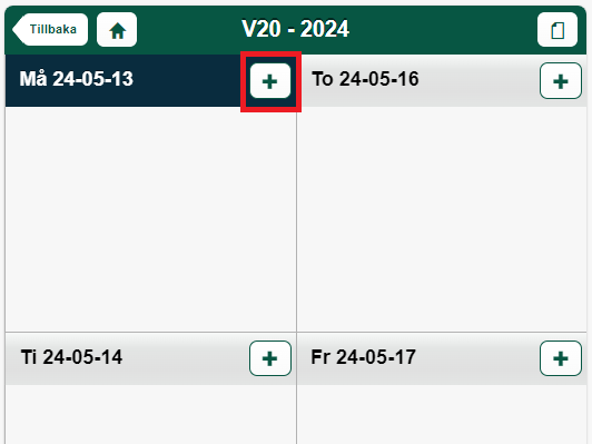 Veckovy tidregistrering — vecka 20, 2024
