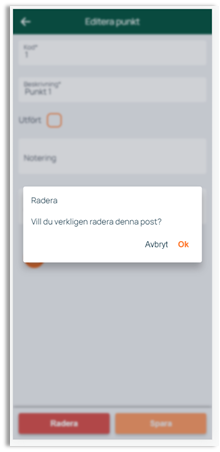Edit Point — Delete confirmation dialog