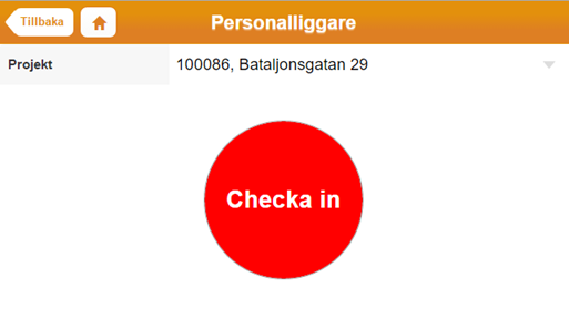 Personalliggare — Checka in på prosjekt