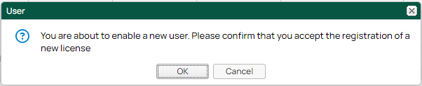 User — Enable new user confirmation dialog