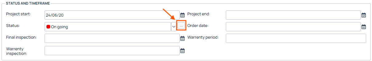 Project Status and Timeframe section with highlighted button