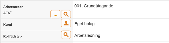 Work order detail fields with customer and role type