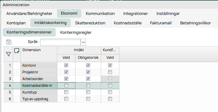 Administration — Posting Dimensions under Revenue Posting