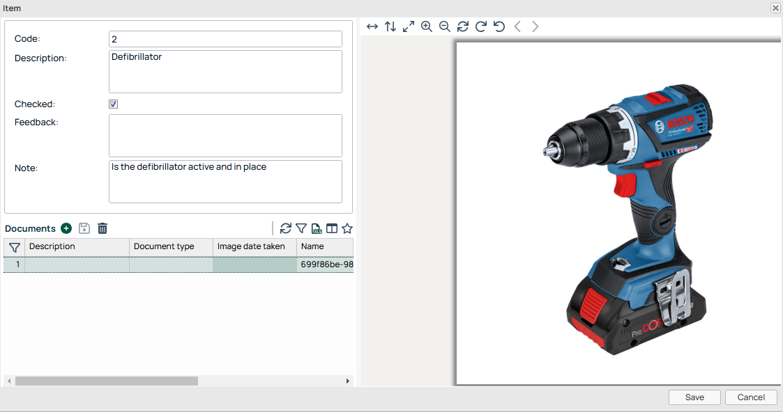 Item detail dialog with image preview