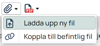 Dropdown-meny med filuppladdningsalternativ