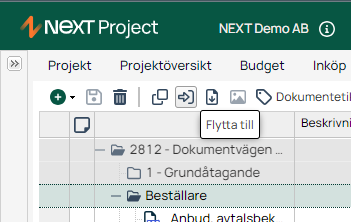 NEXT Project — mappstruktur med tooltip Flytta till