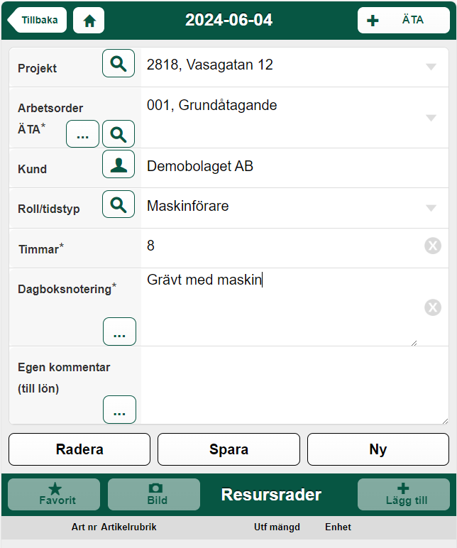 Tidsregistrering med ÄTA, roll och dagboksnotering