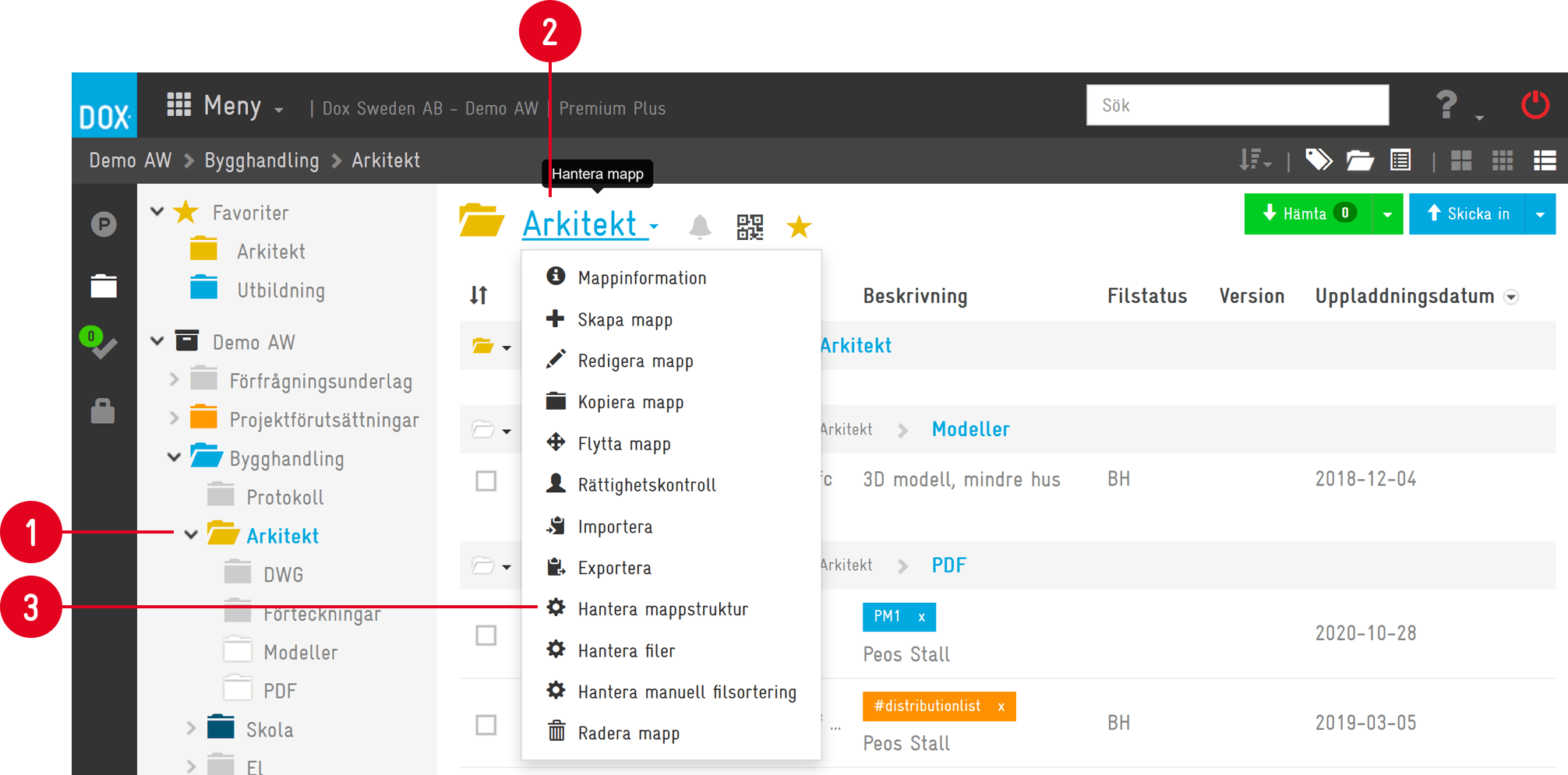 DOX — Folder management context menu open