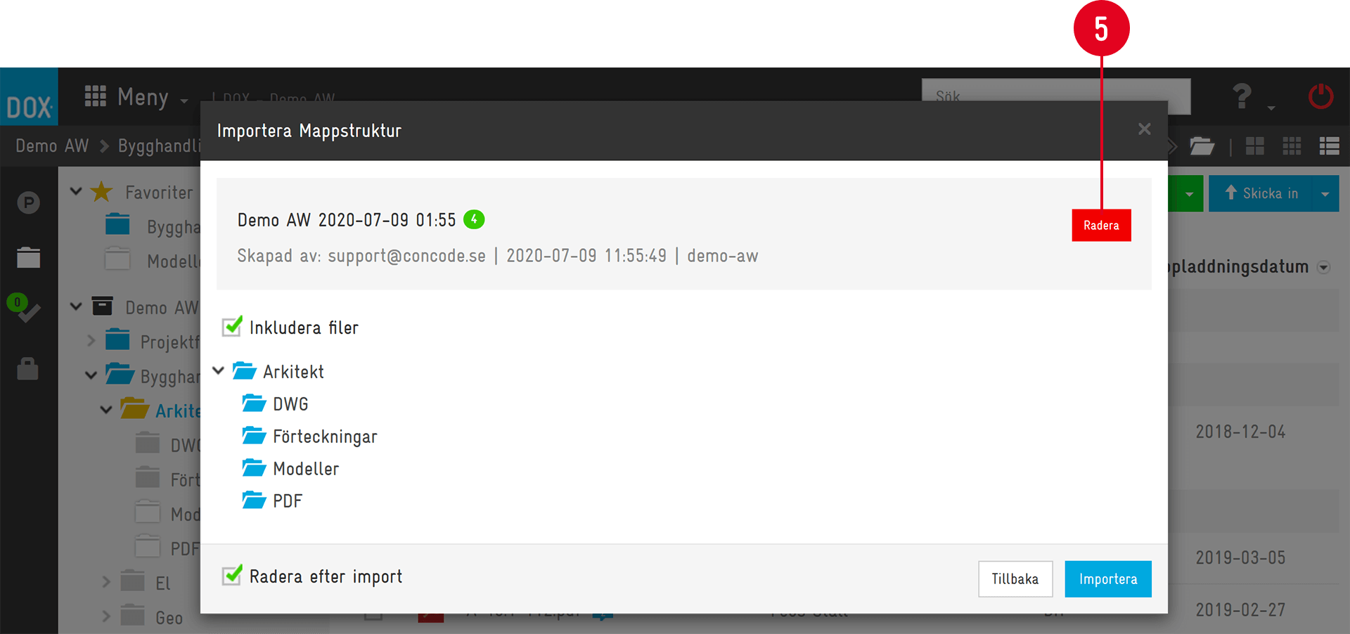 DOX — Import Folder Structure dialog
