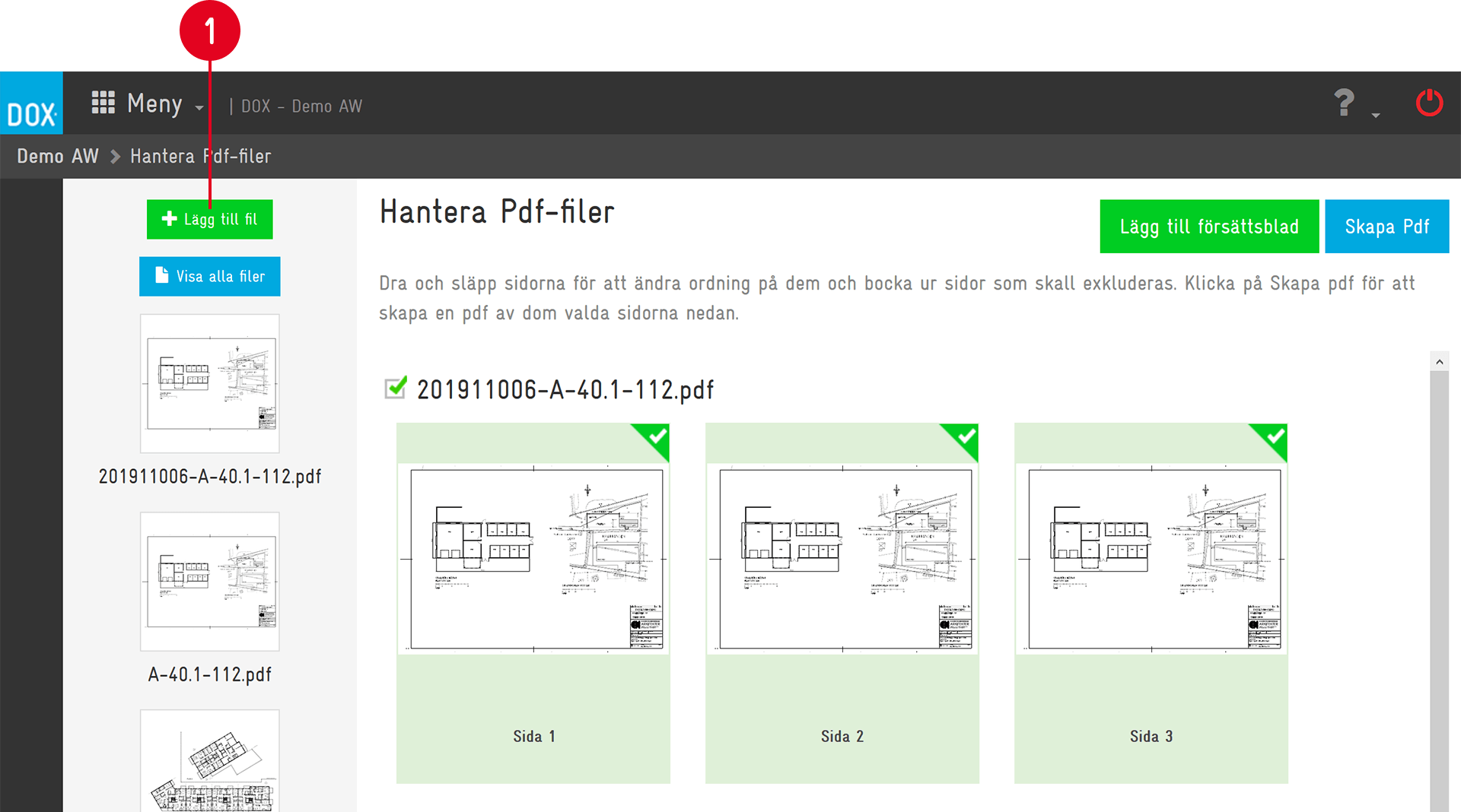 DOX — Manage PDF Files page