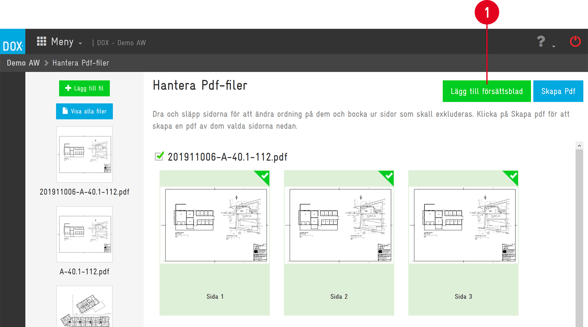 DOX — Manage PDF Files page