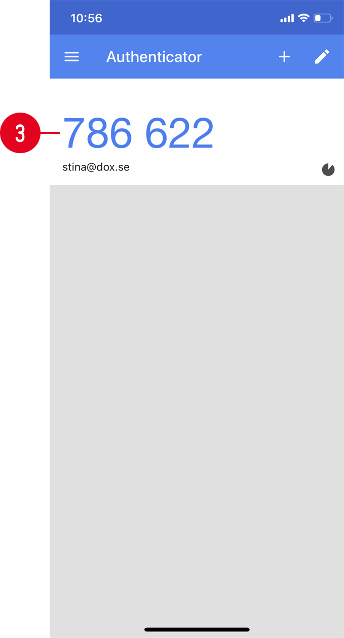 Authenticator app showing one-time passcode
