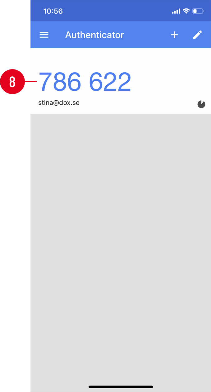 Authenticator app showing a one-time passcode