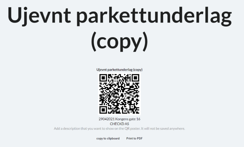 QR-kod poster för tjänst med utskriftsalternativ