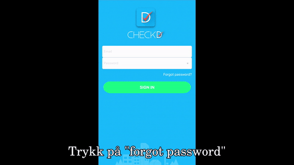 CheckD app inloggningssida med glömt lösenord-länk
