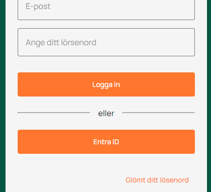 Inloggningssida med e-post, lösenord och Entra ID