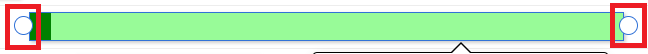 Horisontell scrollbar med grönt fält och handtag