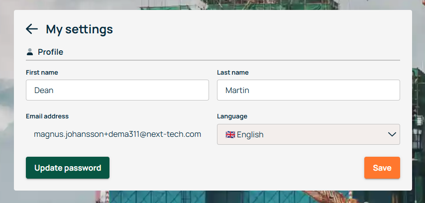 My Settings — Profile page