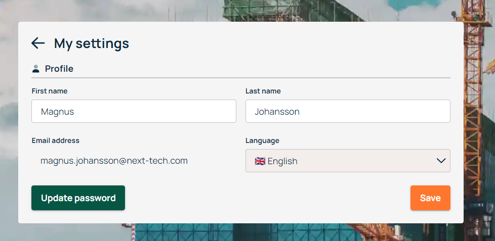 My Settings — Profile page