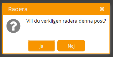 Bekräftelsedialog för radering av post