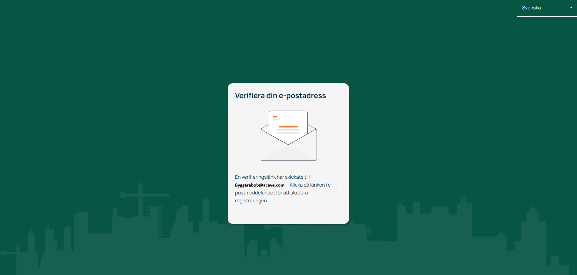 Aceve — Verifiera e-postadress vid registrering