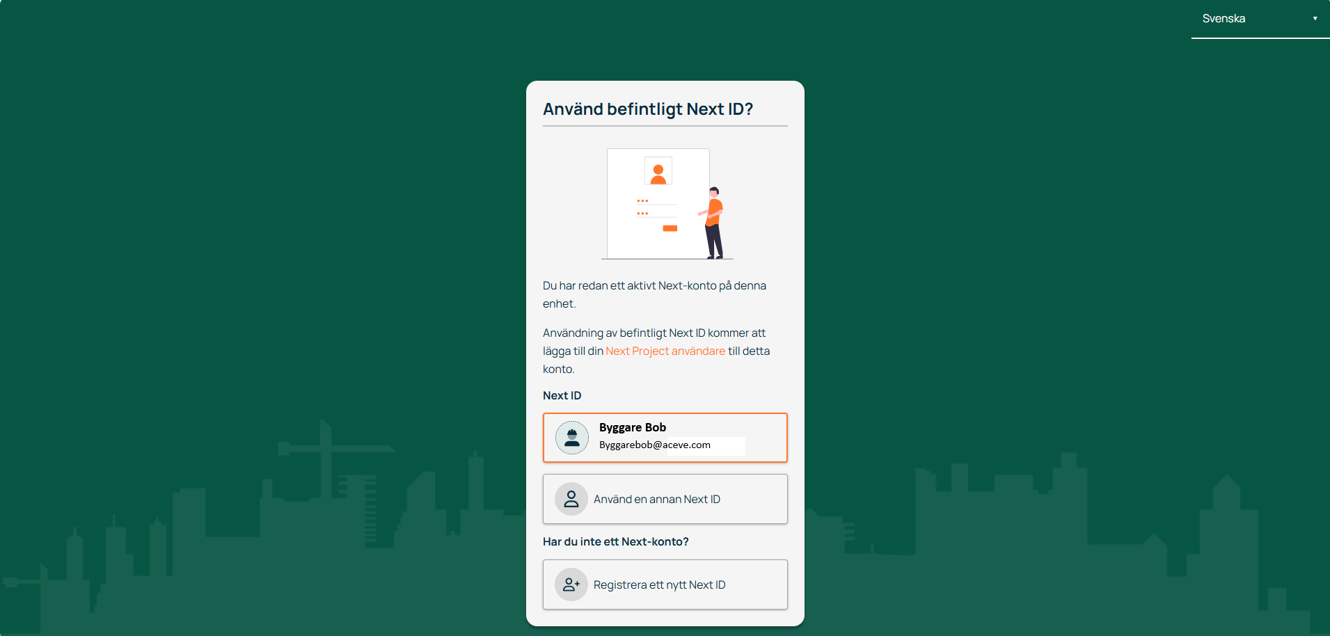 Aceve — Dialog to use existing Next ID